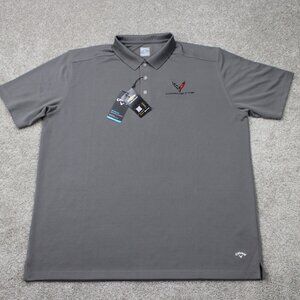 Callaway Polo Shirt NWT Mens 2XL Gray Opti-Dri Corvette Logo S/S Golf Pullover